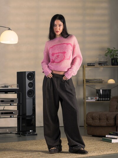 Pullover extra large 'LOOSE KNIT' in XS ENRAGE di colore rosa chiaro, Visualizzazione prodotti
