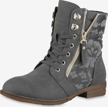 Van Hill Schnürstiefelette 'Paisley' in Grau: Vorderseite