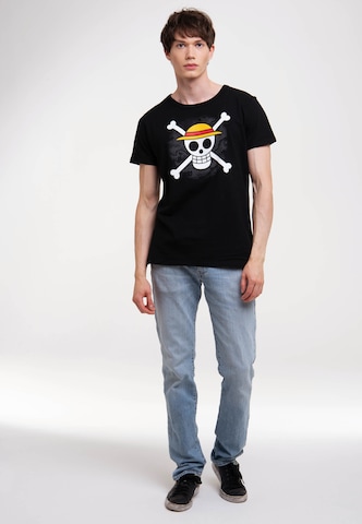 LOGOSHIRT Shirt 'One Piece - Skull' in Zwart