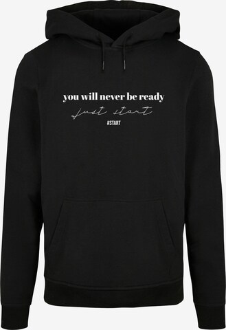Merchcode Sweatshirt 'Just Start' in Zwart: voorkant