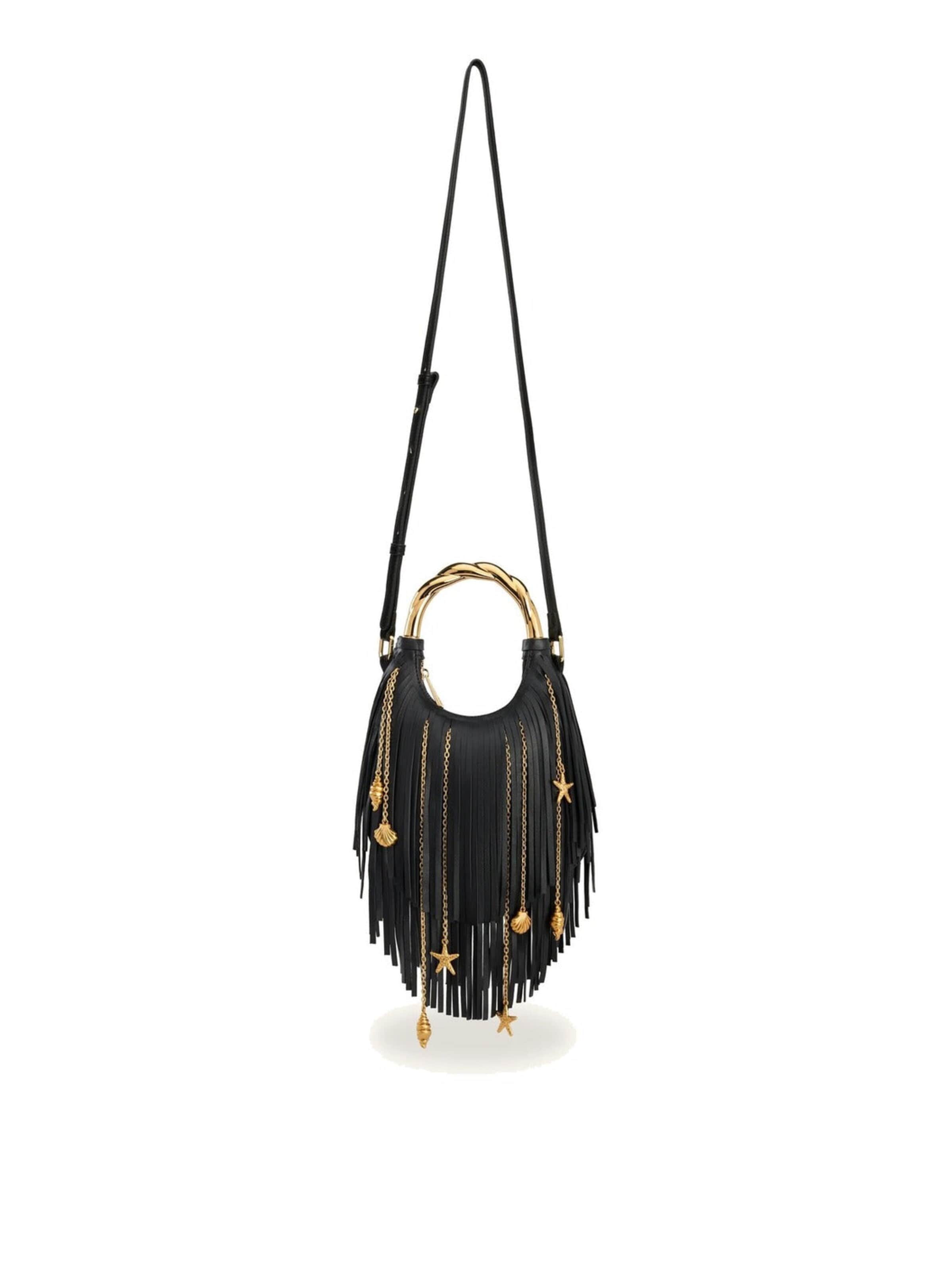 JW PEI Handtas 'JW PEI Sac À Main Chloe Poignée Métallique Frangée Black' in Zwart