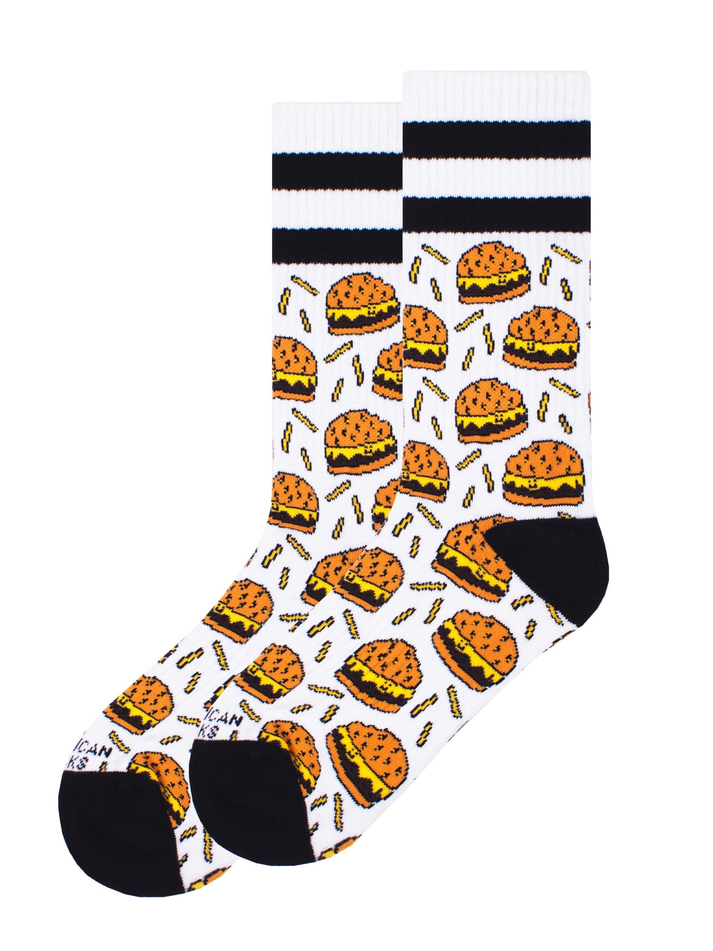 American Socks - Calcetines 'Burger Mania' en blanco: frente