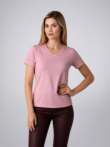 LEAFLETIC Shirt 'Leafletic Women’s Short Sleeve V-Neck T-shirt' in Roze: voorkant