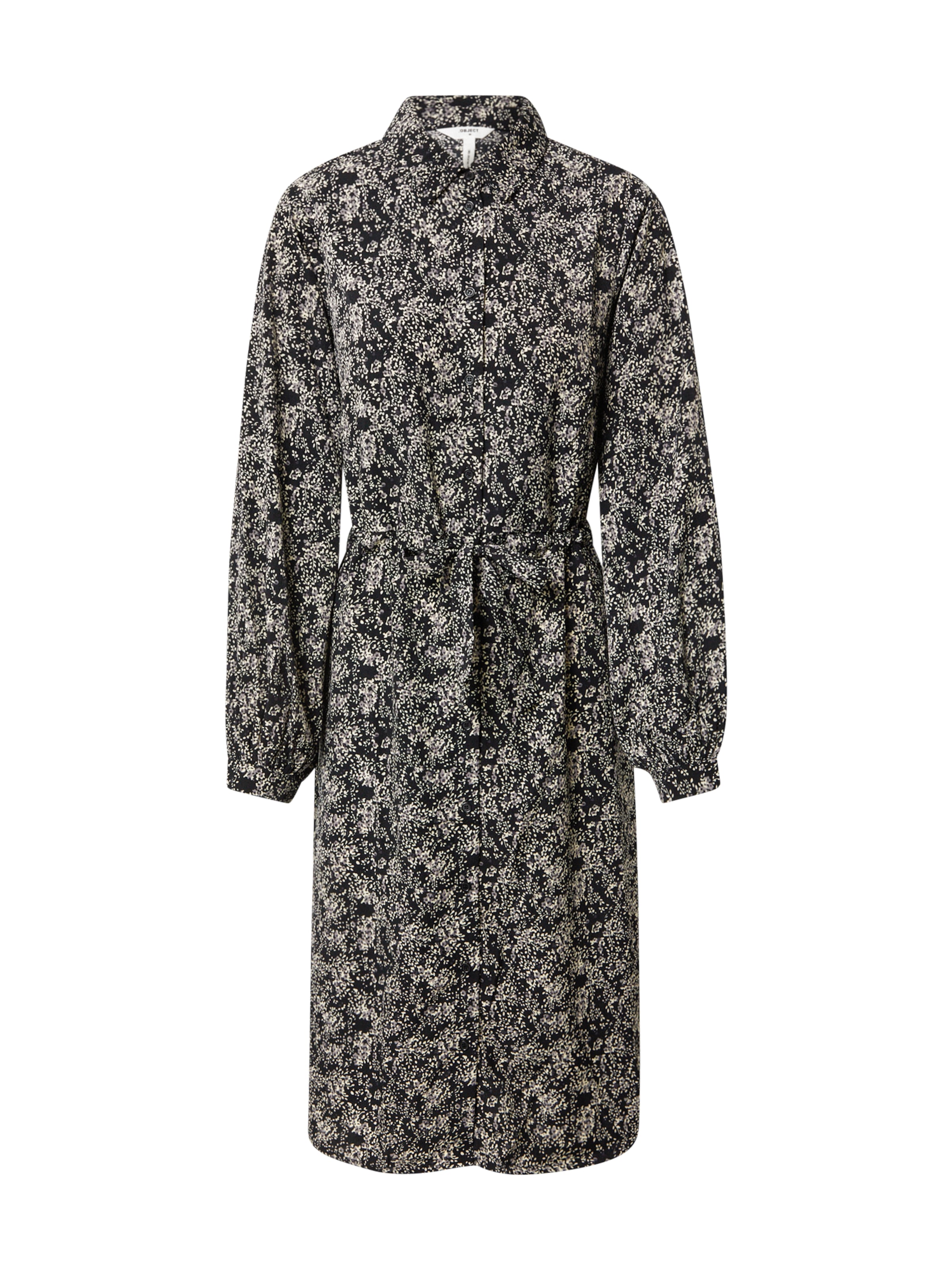 OBJECT Рокля тип риза в черно: отпред