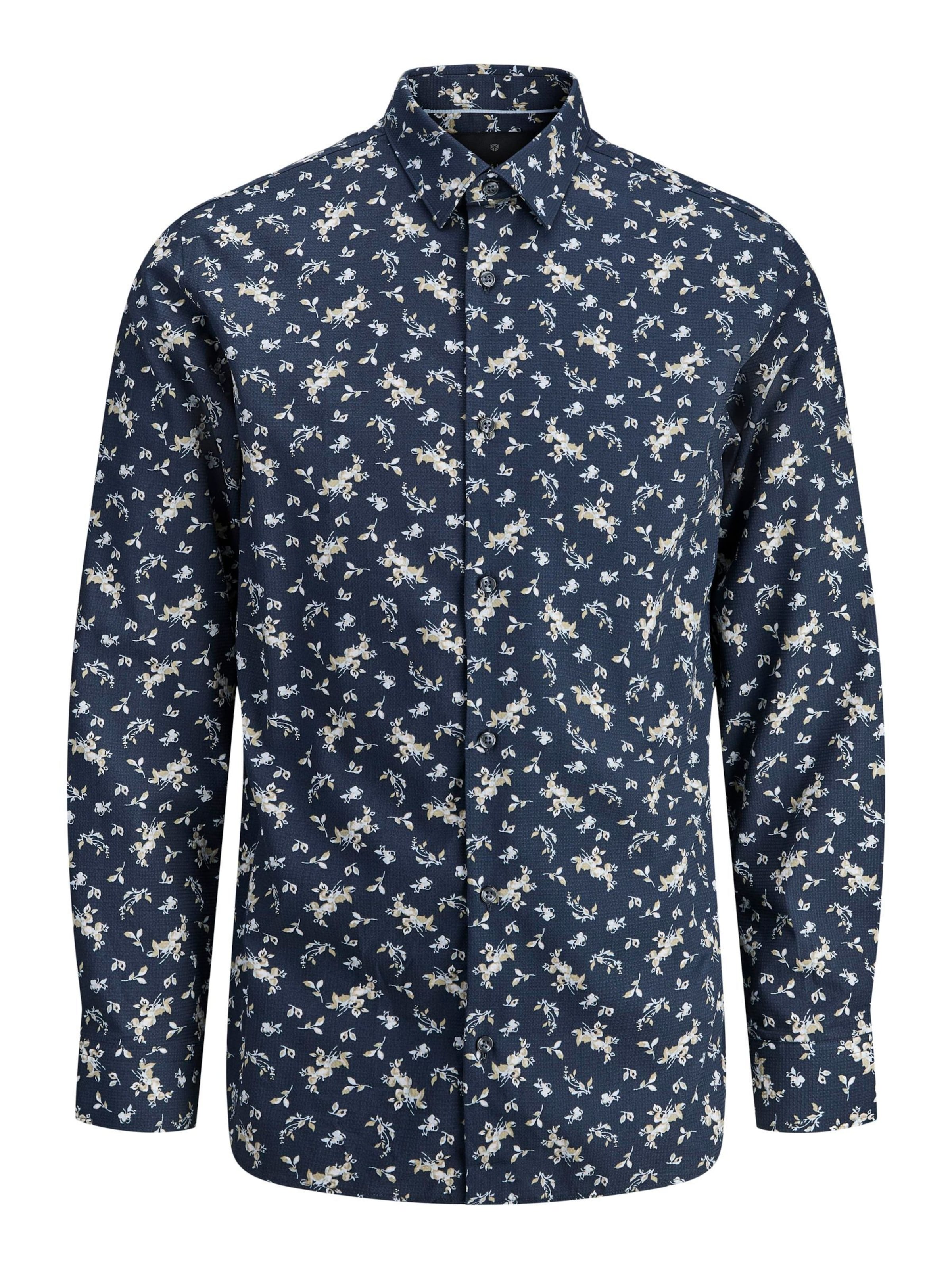 JACK & JONES Skjorte i beige / navy / hvid, Produktvisning
