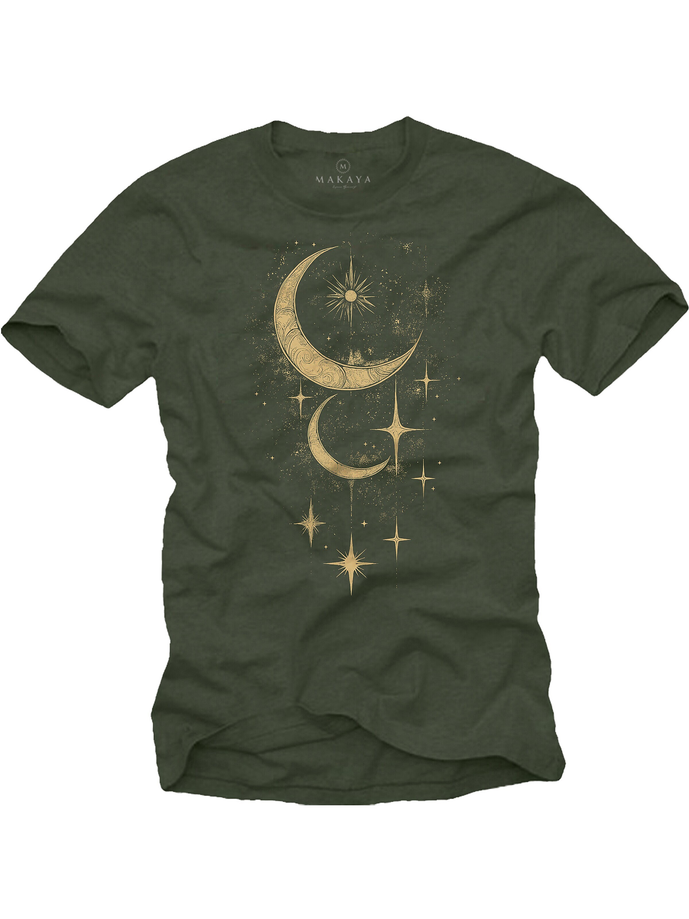 MAKAYA Shirt 'Moon Stars' in Green: front