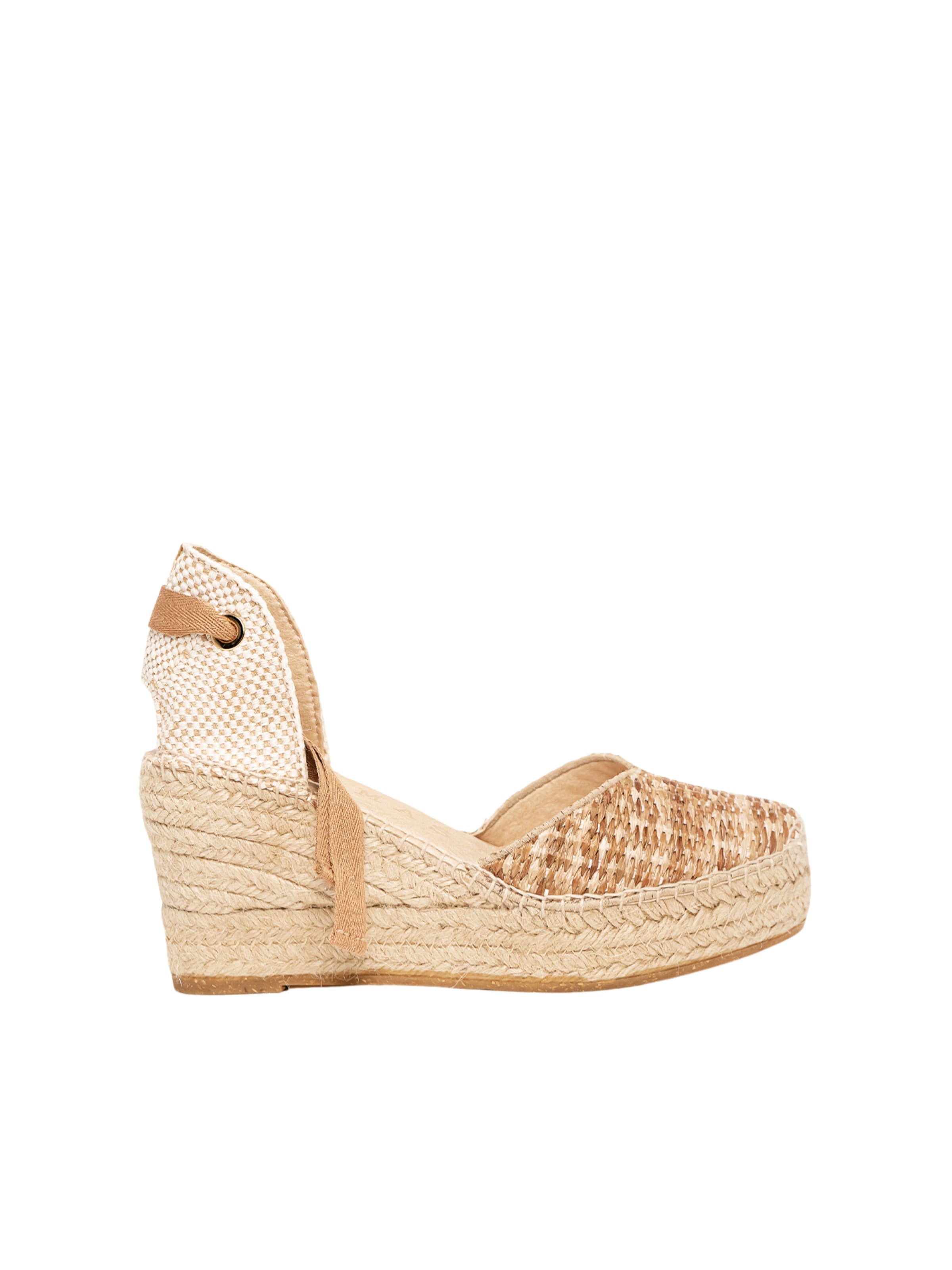 Alhamas Sandaal 'Alpargata Cuña 8 cm' in Beige: voorkant