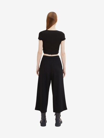 TOM TAILOR DENIM Wide Leg Hose in Schwarz