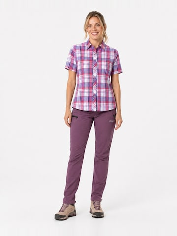 deproc Athletic button up shirt 'Outdoorbluse Copper Damen Kurzarmbluse kariert Funktionsbluse' in Pink