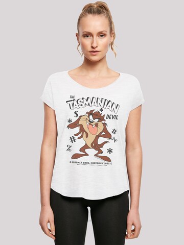 F4NT4STIC Shirt 'Looney Tunes Vintage Tasmanian Devil' in Wit: voorkant
