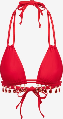 Top per bikini 'Selene Droplet Double Strap Triangle' di Moda Minx in rosso: frontale