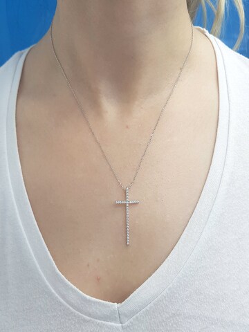 EinStein Diamant Pendant 'Diamanten Brillant-Schliff Halskette mit Kreuz 14 Karat Weißgold' in White