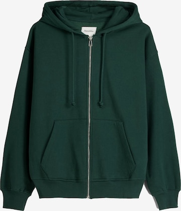 Bershka Sweat jacket in Green: front