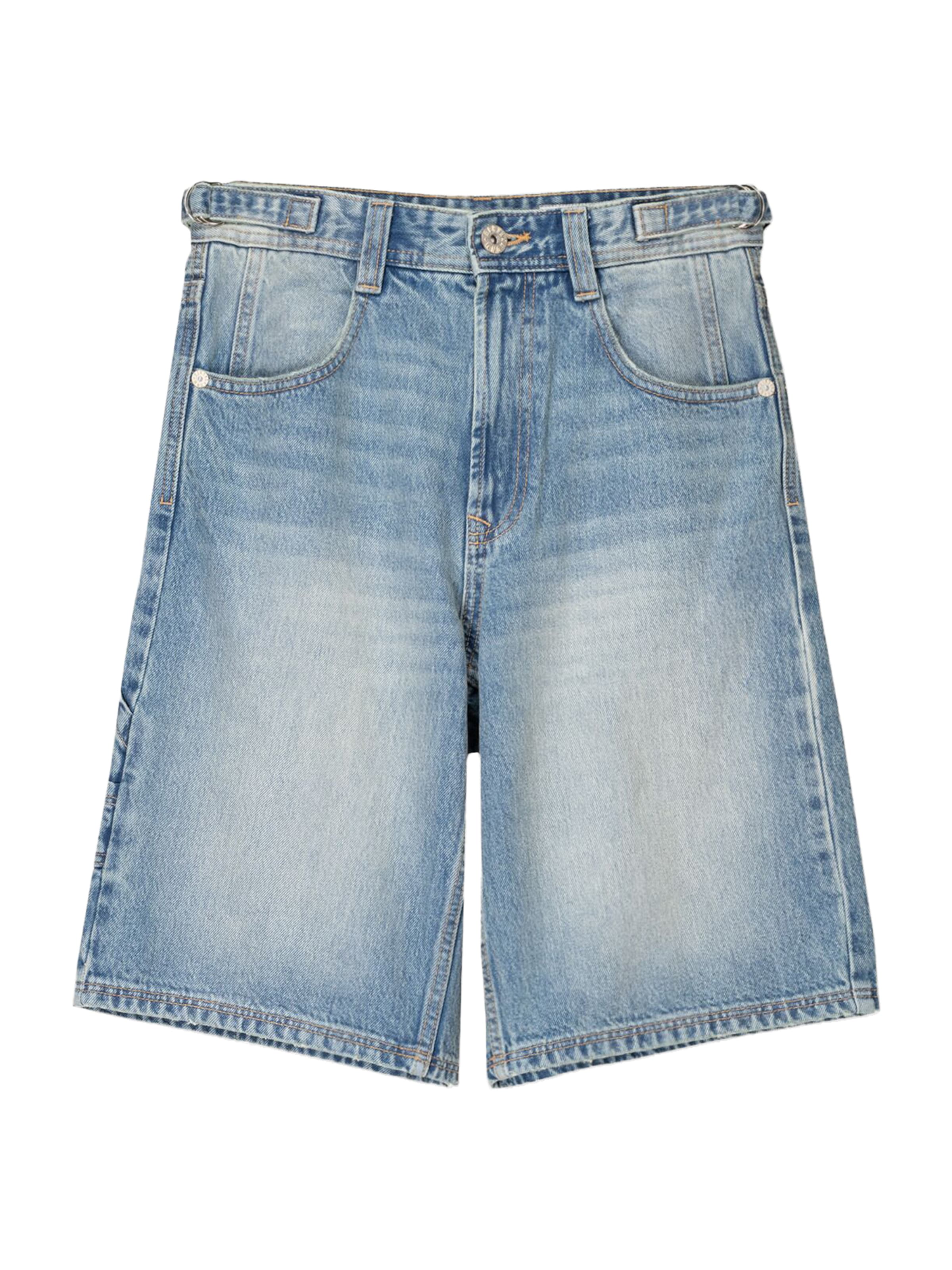 Wide leg Jeans de la Bershka pe albastru: față