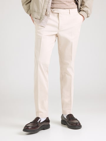 Hackett London Слим фит Панталон с ръб в бежово: отпред
