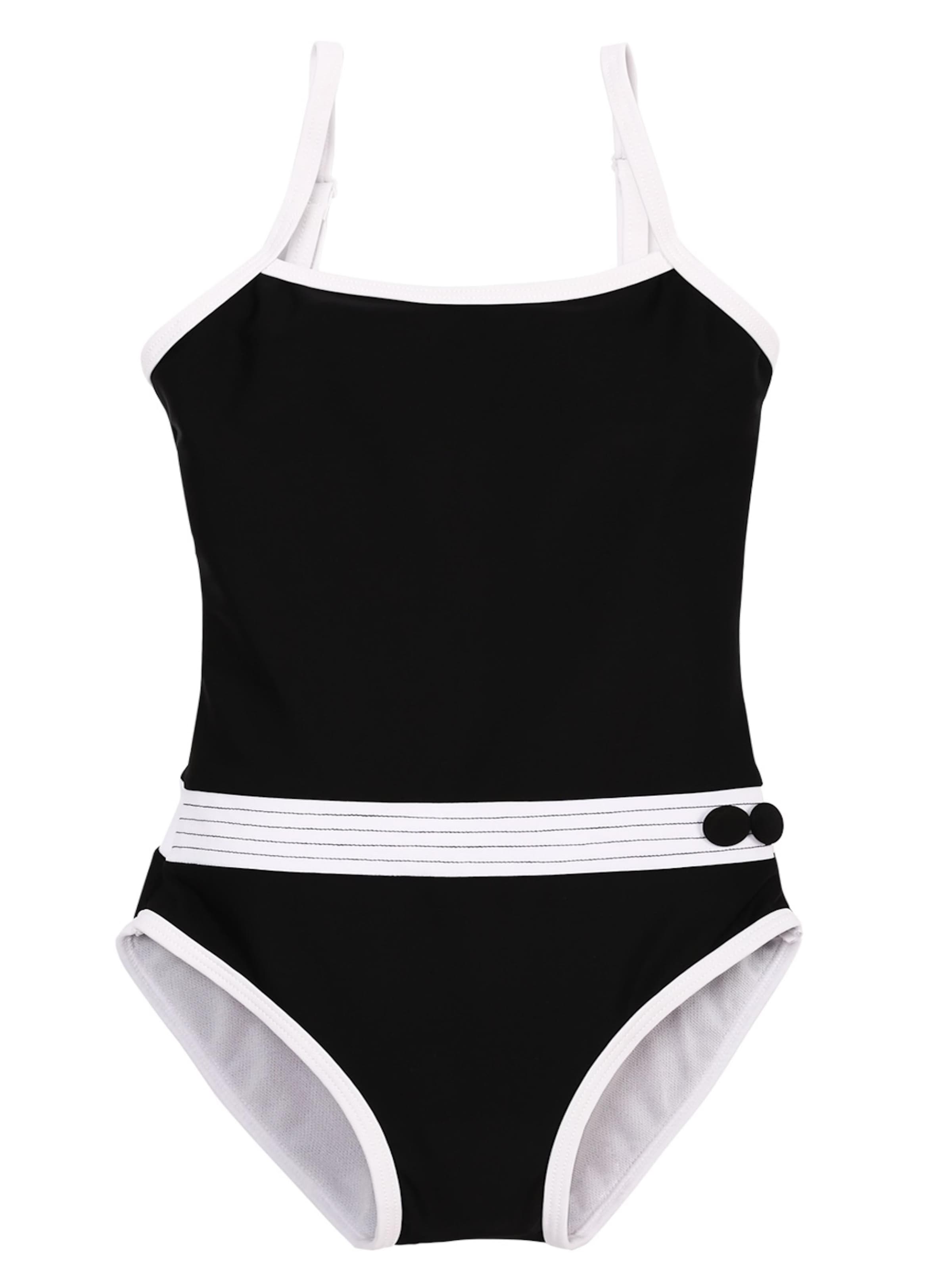 La V Swimsuit in Black: front