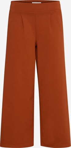 ICHI Wide leg Pleat-Front Pants 'KATE' in Red: front