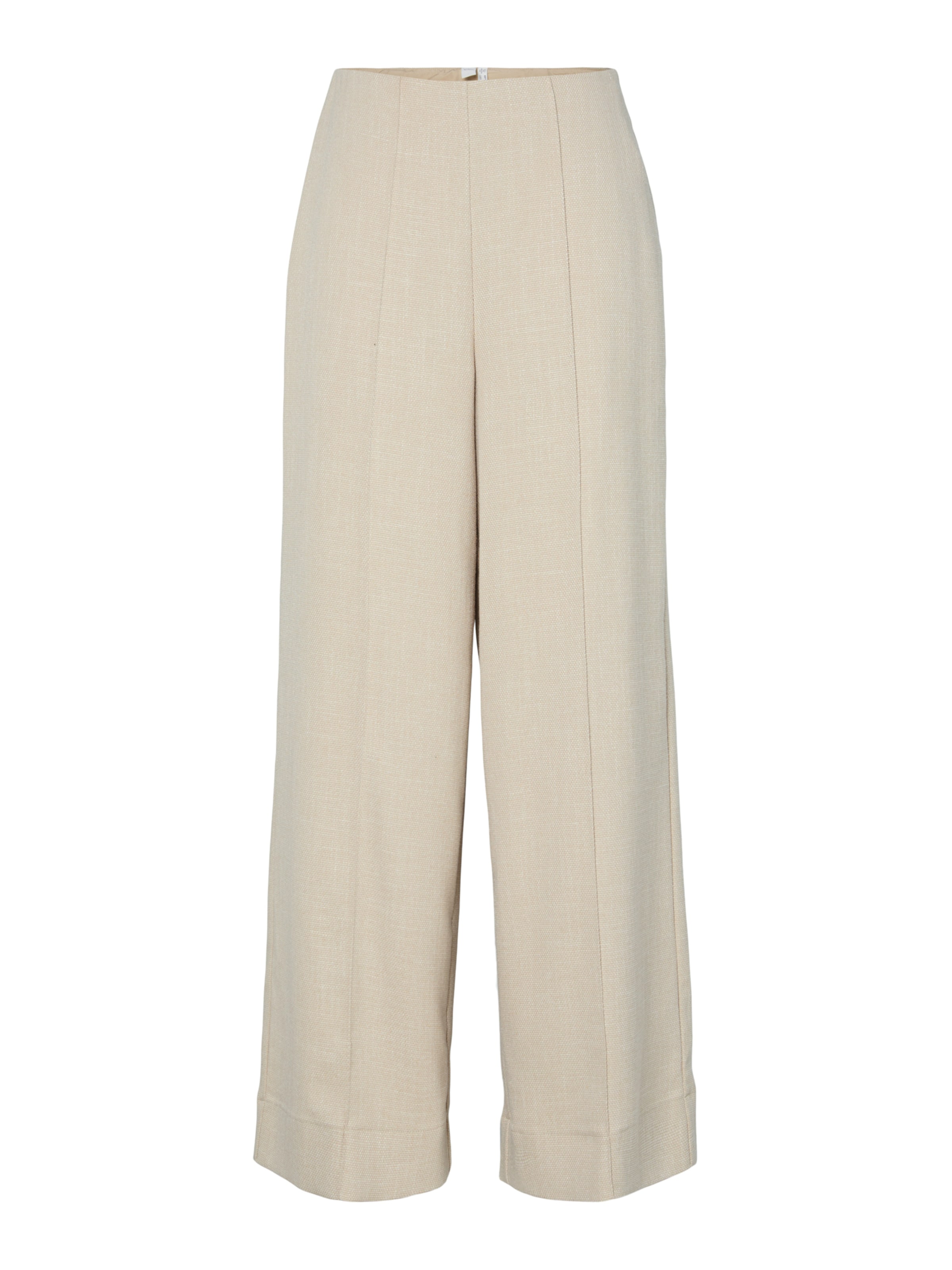 YAS Wide leg Παντελόνι με τσάκιση σε μπεζ: μπροστά