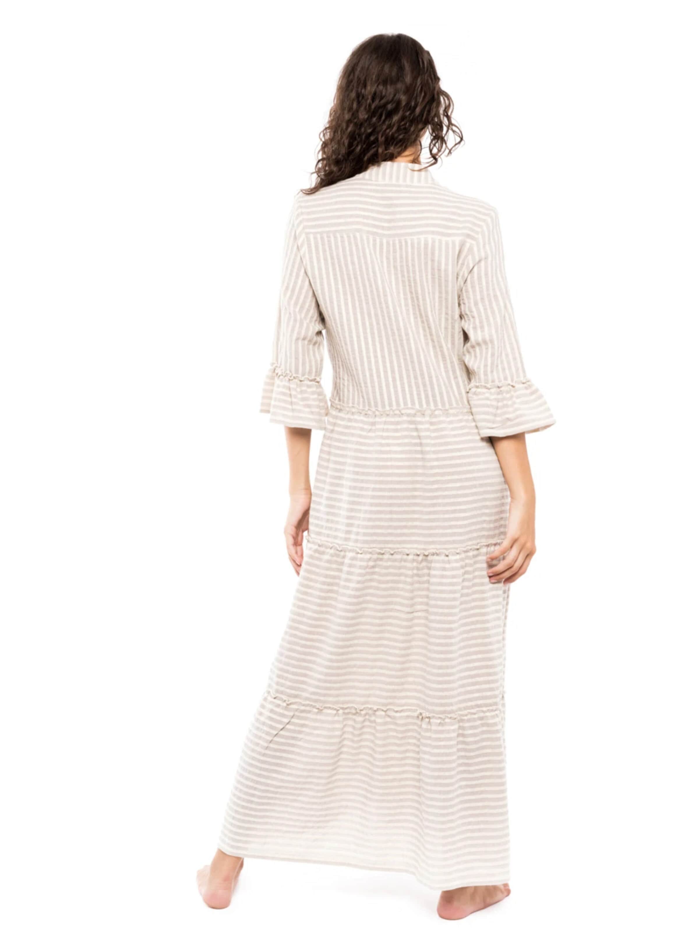 Pink Label Zomerjurk 'BEACHWEAR SAND STRIPE' in Beige