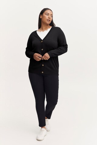 Fransa Curve Strickjacke 'BLUME' in Schwarz