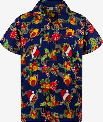 King Kameha Hemd 'Christmas Music' in Blau: Vorderseite