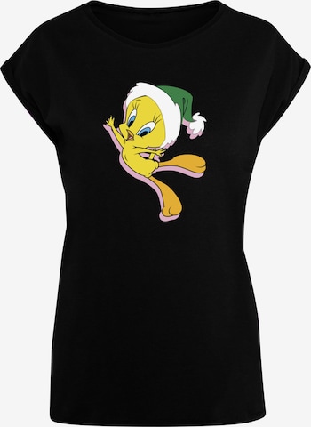 ABSOLUTE CULT Shirt 'Looney Tunes - Tweety Christmas' in Zwart: voorkant