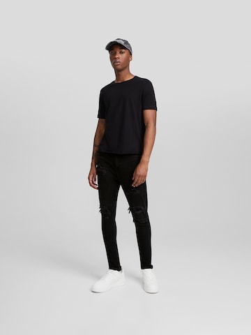 Bershka Skinny Džínsy - Čierna