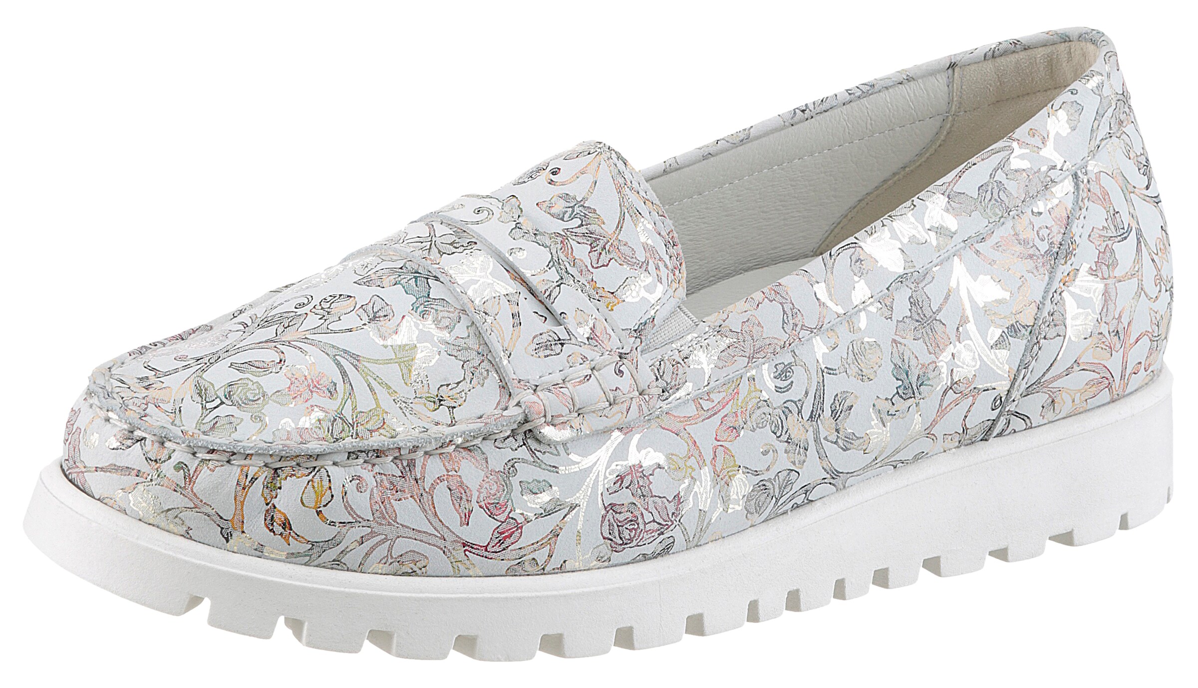 WALDLÄUFER Mokassin in Grau: Vorderseite