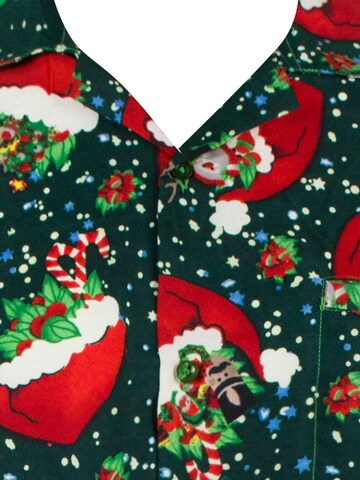 King Kameha Regular Fit Hemd 'Christmas Flying Hats' in Grün