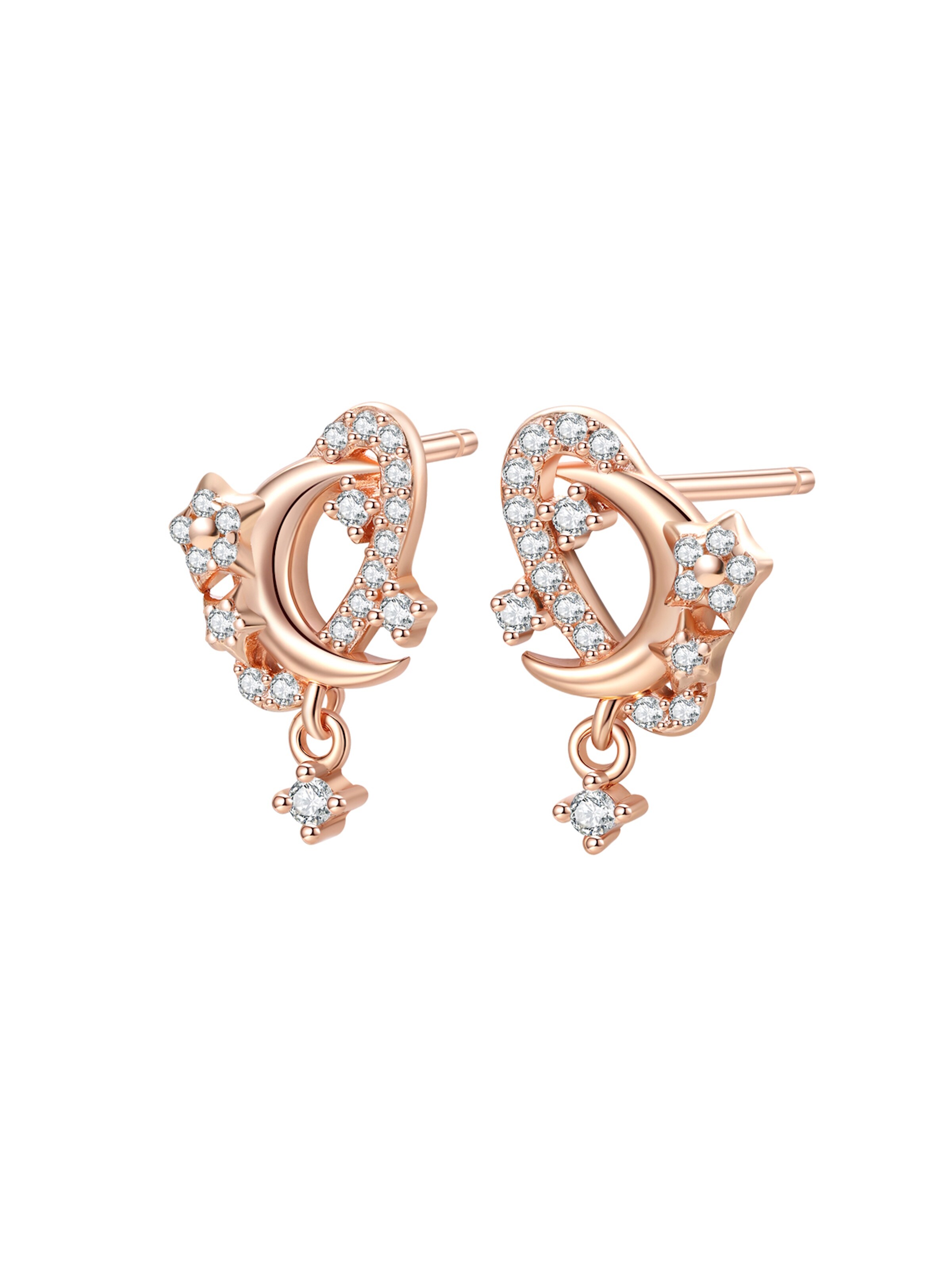 Boucles d'oreilles 'Sparkle Moon' Hey Happiness en or : devant
