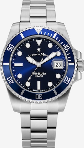 Montre à affichage analogique Jacques du Manoir en argent : devant