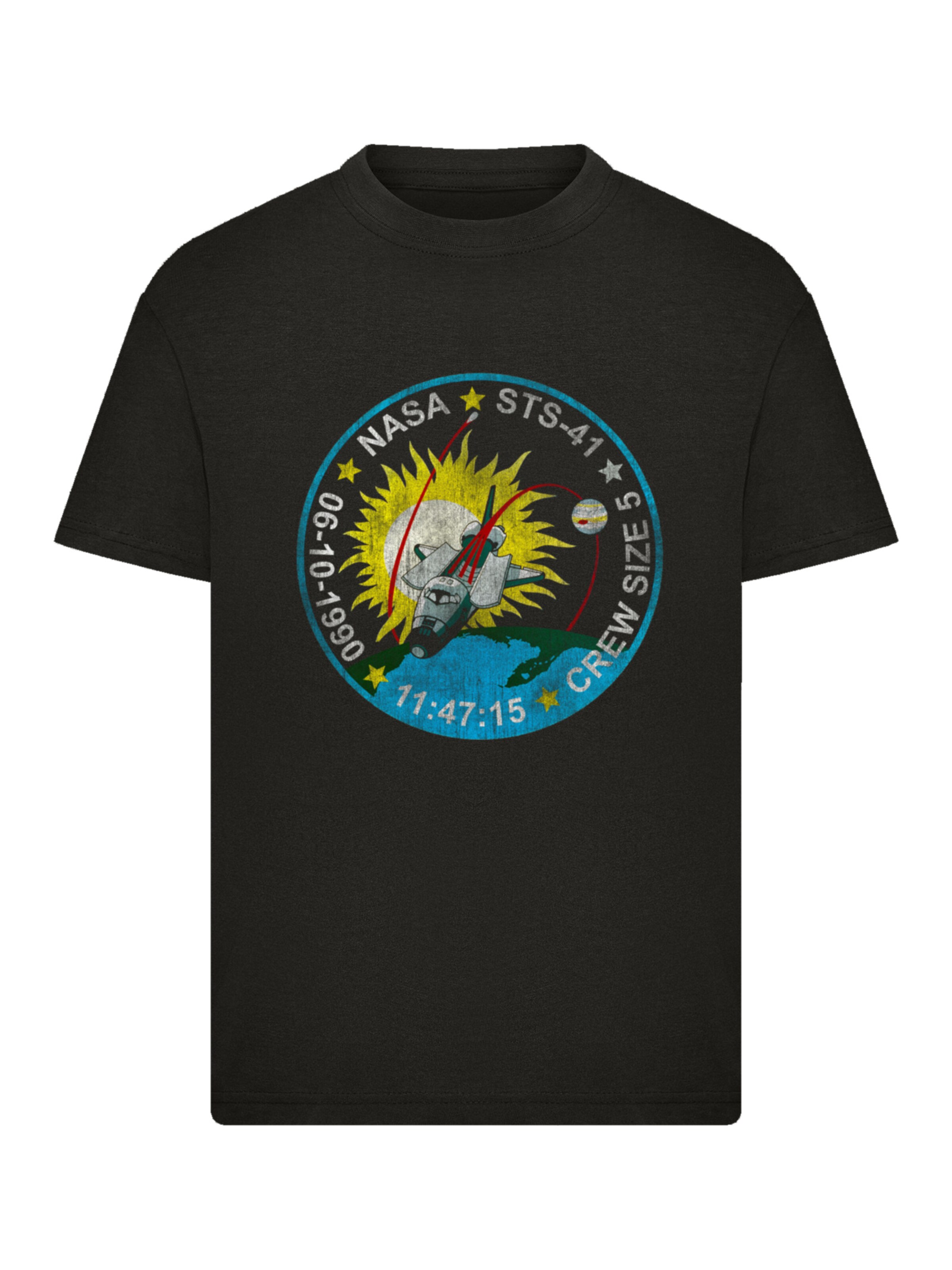 F4NT4STIC Shirt 'NASA STS 41 Discovery Mission Badge Distressed' in Black: front
