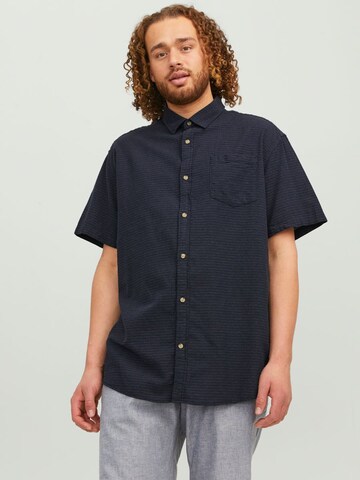 Jack & Jones Plus Slim fit Button Up Shirt in Blue: front