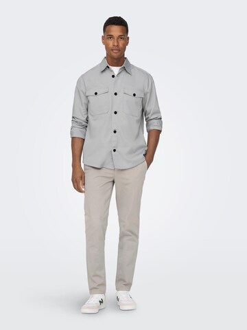 Only & Sons Comfort fit Button Up Shirt 'Milo' in Grey