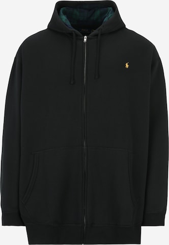 Polo Ralph Lauren Big & Tall Zip-Up Hoodie in Black: front