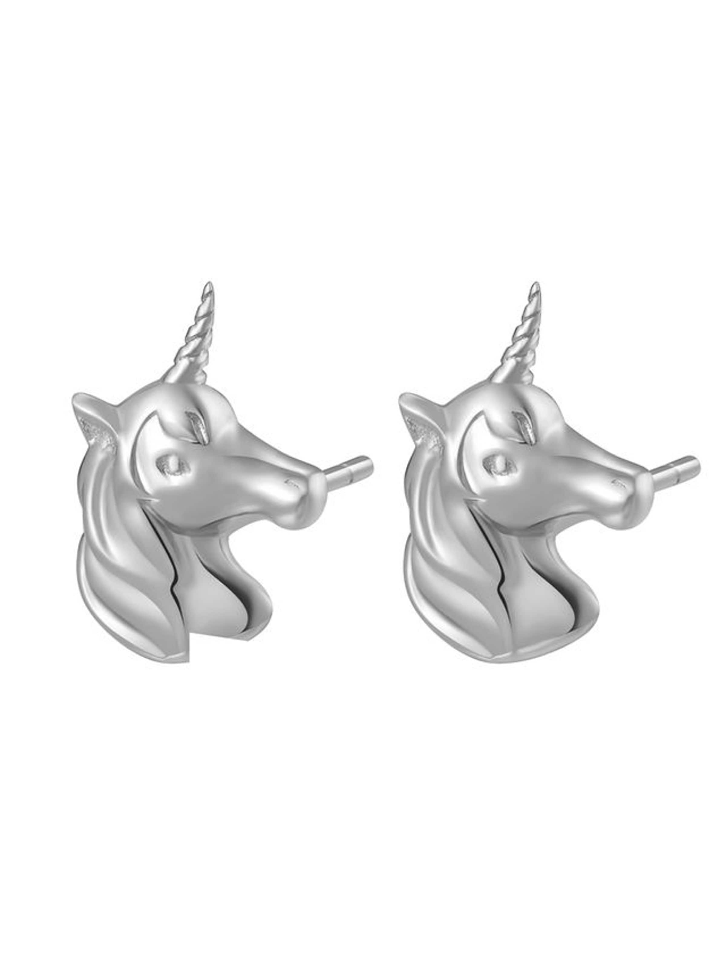Hey Happiness Pendientes 'Unicorn Charm' en plata, Vista del producto