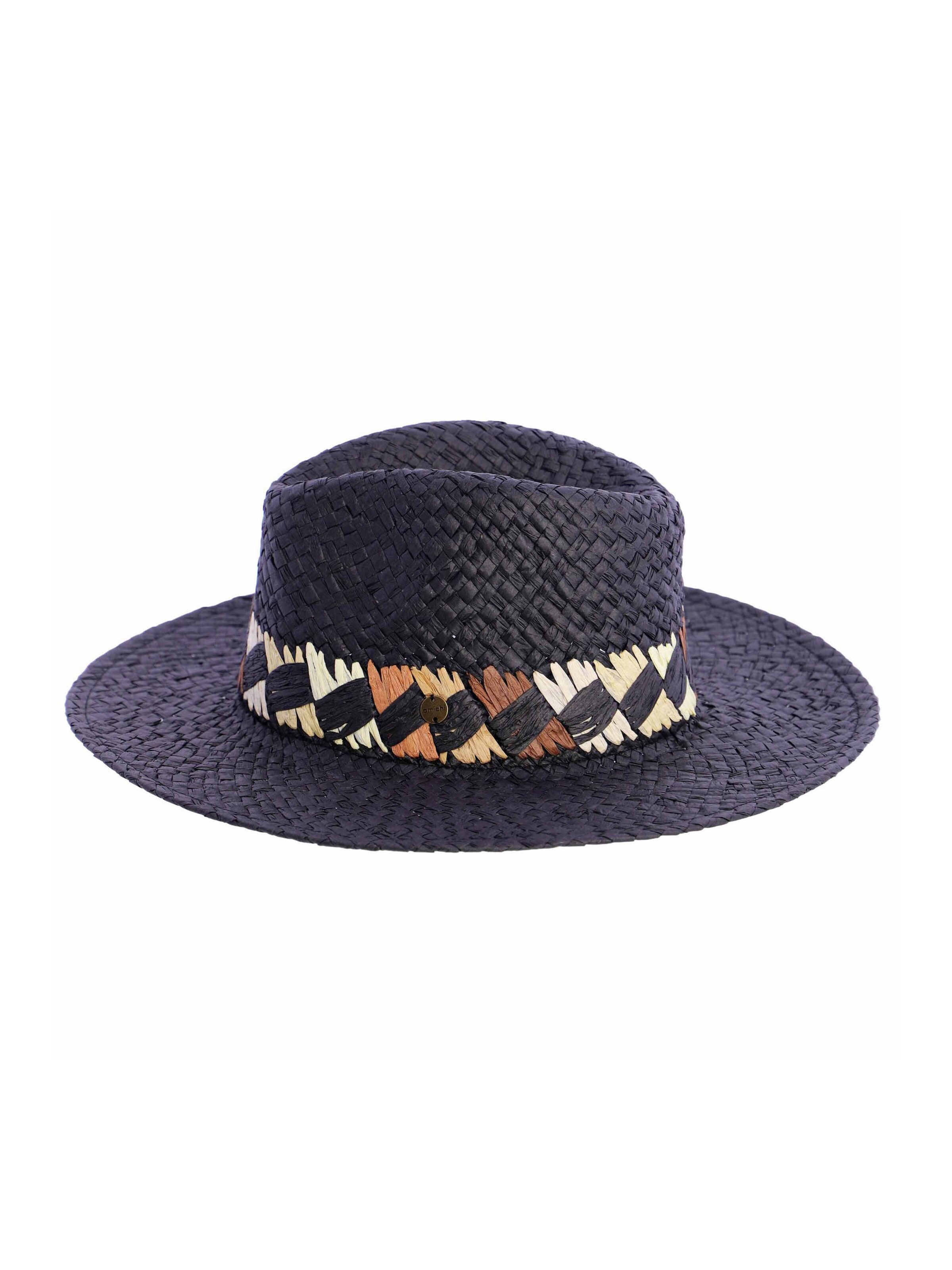 Amichi - Sombrero 'Sombrero para mujer Jeune de fibras naturales trenzadas' en negro: frente