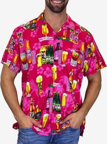 King Kameha Shirt 'Beerbottle' in Pink: front