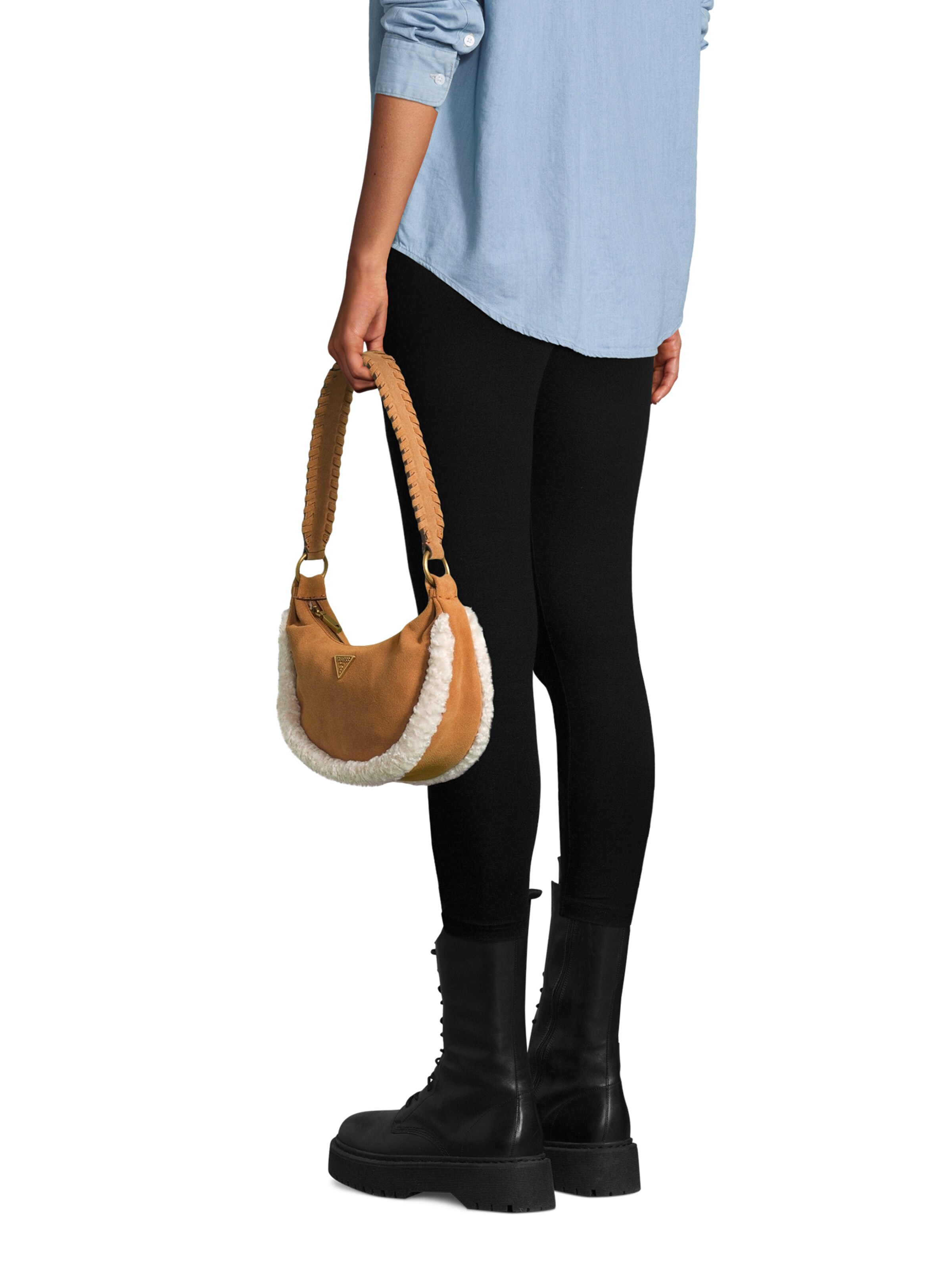 GUESS Чанта за през рамо 'AMITA HOBO' в кафяво: отпред