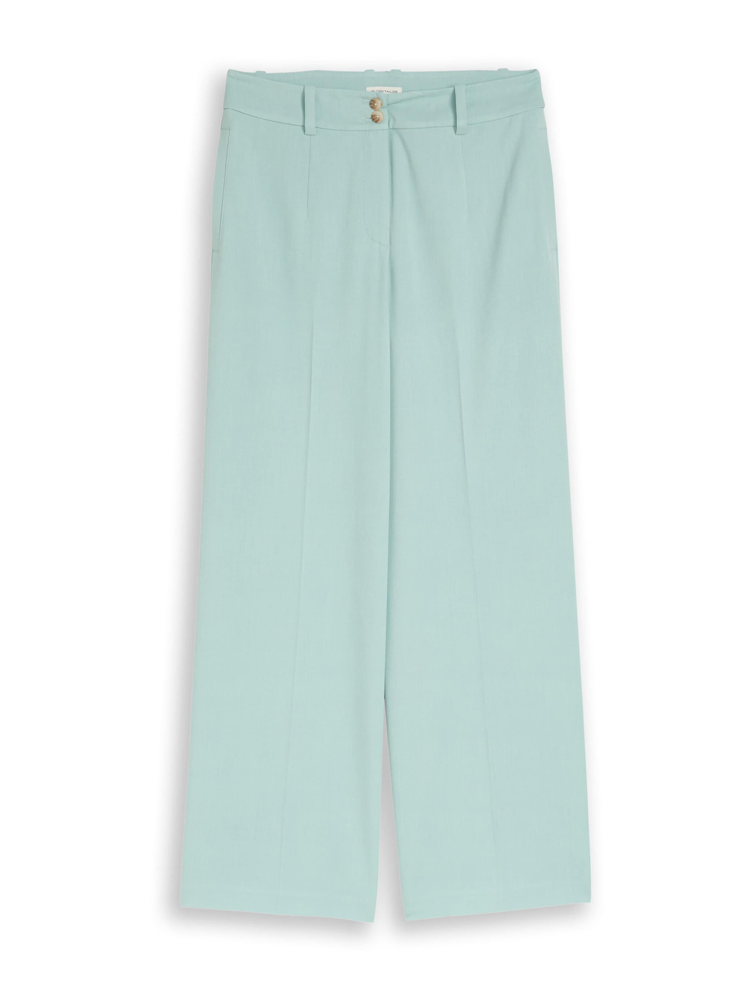 TOM TAILORWide Leg/ Široke nogavice Hlače na crtu 'Lea' - zelena boja: prednji dio