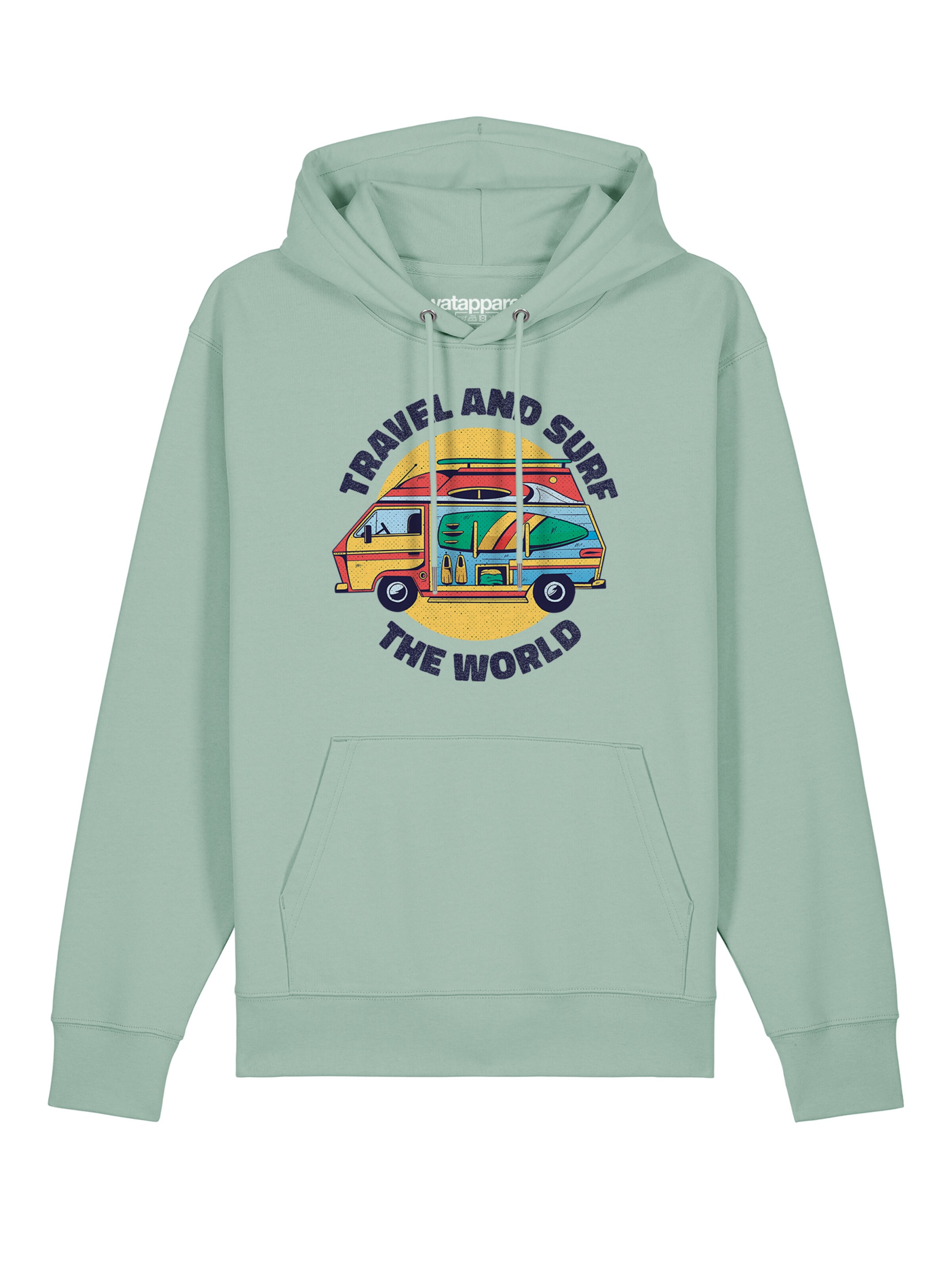 Sweat-shirt ' Travel and surf ' Watapparel en vert : devant