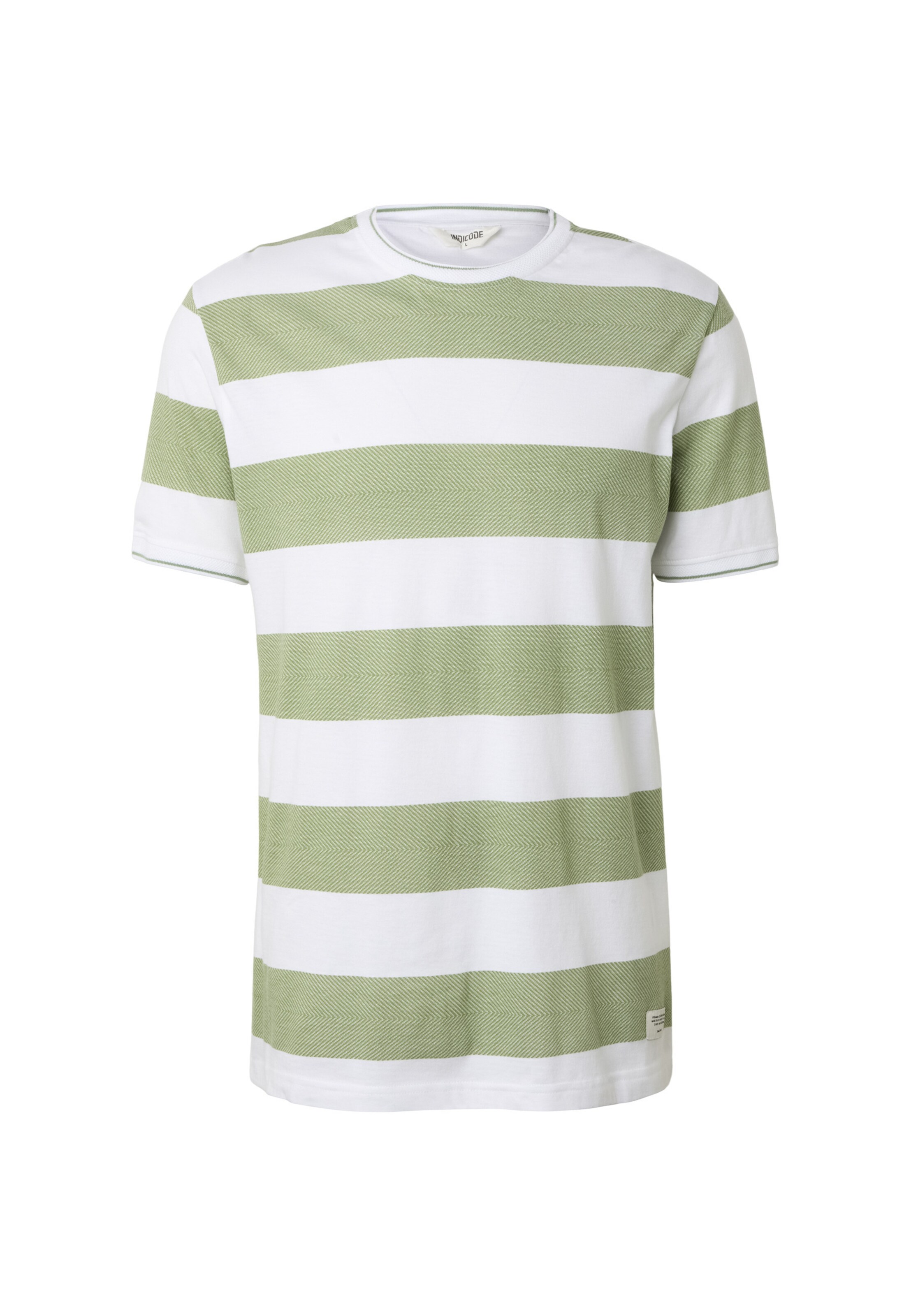 INDICODE JEANS Camiseta 'Aringa' en verde claro / blanco, Vista del producto