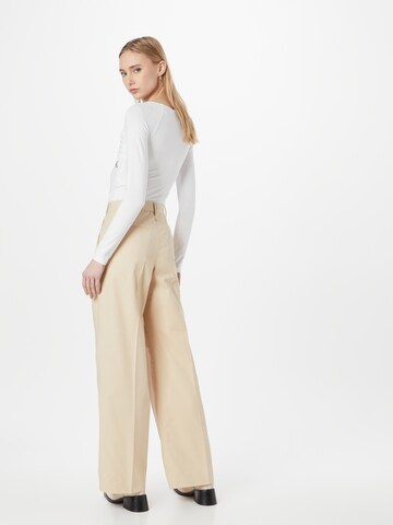 Calvin Klein Wide leg Bandplooibroek in Beige