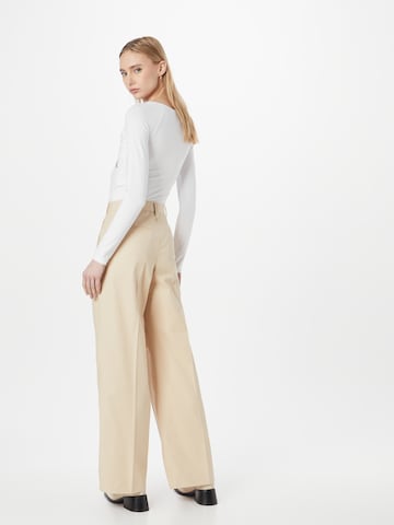 Calvin Klein Wide Leg Bundfaltenhose in Beige