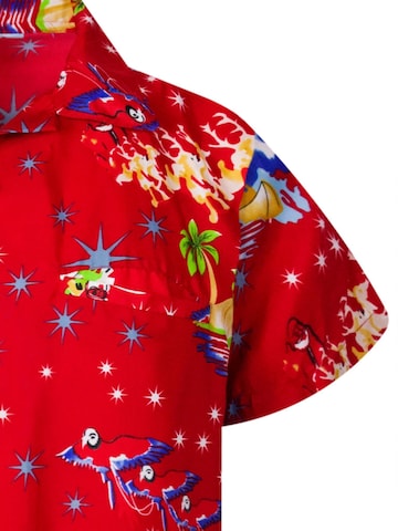 King Kameha Regular Fit Hemd 'Christmas Surf Santa'‌‌‌‌ in Rot