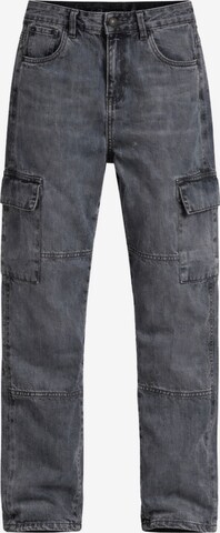Solang Hose Denim-Cargo-Jeans mit Cargotaschen in Grau: Vorderseite