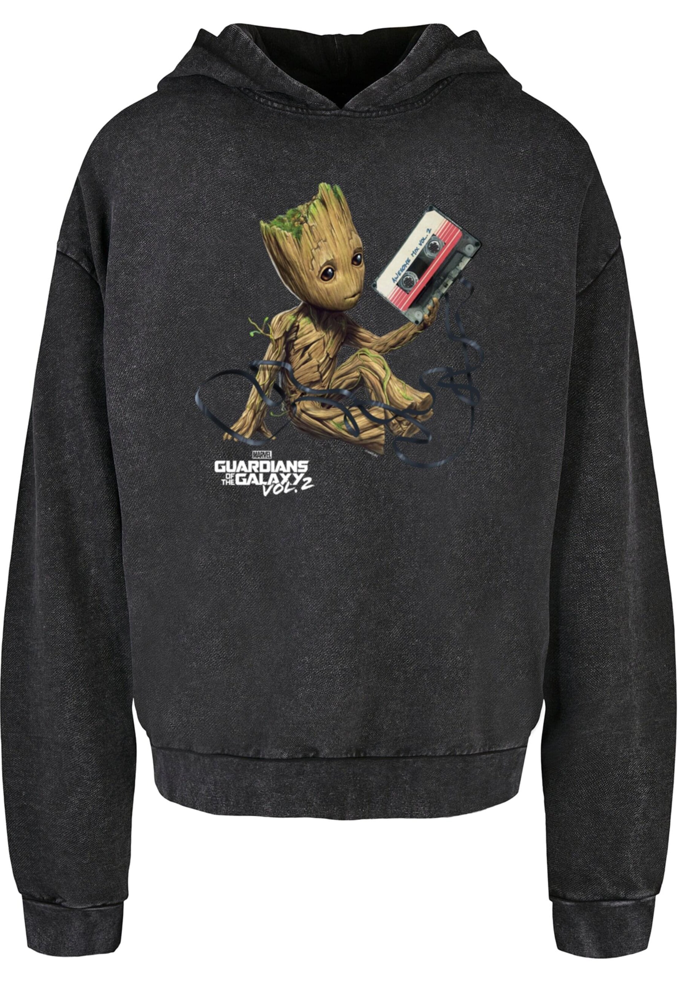 ABSOLUTE CULT Sweatshirt 'Guardians Of The Galaxy Vol2 - Groot Tape' in Schwarz: Vorderseite