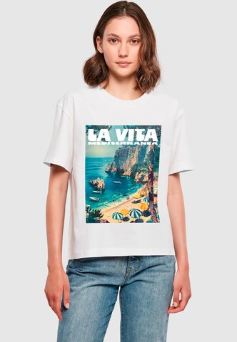Miss Tee T-shirt 'Vita Mediterranea' i vit: framsida