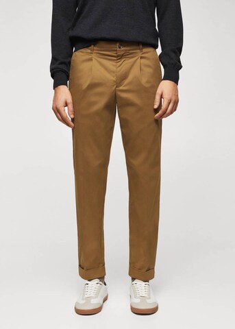 MANGO MAN Regular Chino Pants 'arthur' in Brown: front