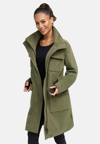 MARIKOO Between-seasons coat 'Tanokoo 16' in Green: front